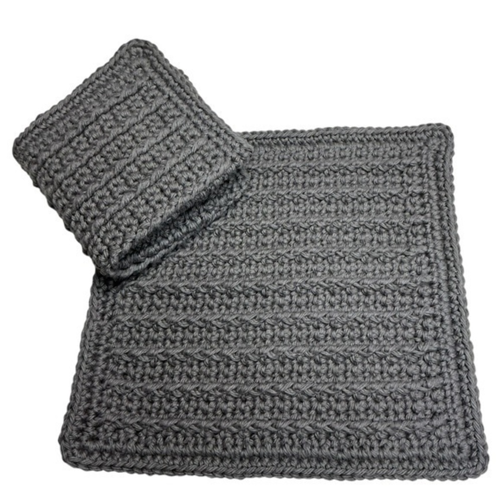 Pair of Crochet Dishcloths Cotton Yarn Heavy Duty Handcrafted Handmade by Seller
